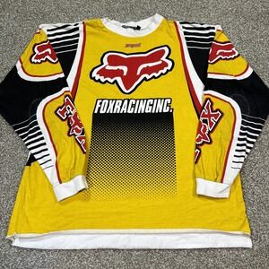 Vintage Fox Racing Motocross Moto Jersey FX Red Yellow Cotton Ricky Large 90s